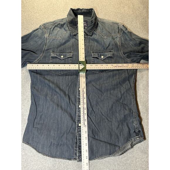 American Eagle Outfitters Jean Jacket Mens Medium Pearl Snap Vintage Fit Denim - Picture 2 of 10